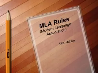 MLA Rules (Modern Language Association)