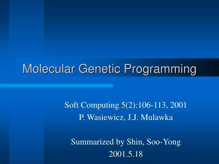 molecular genetic programming
