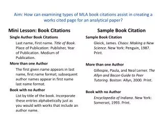 Mini Lesson: Book Citations