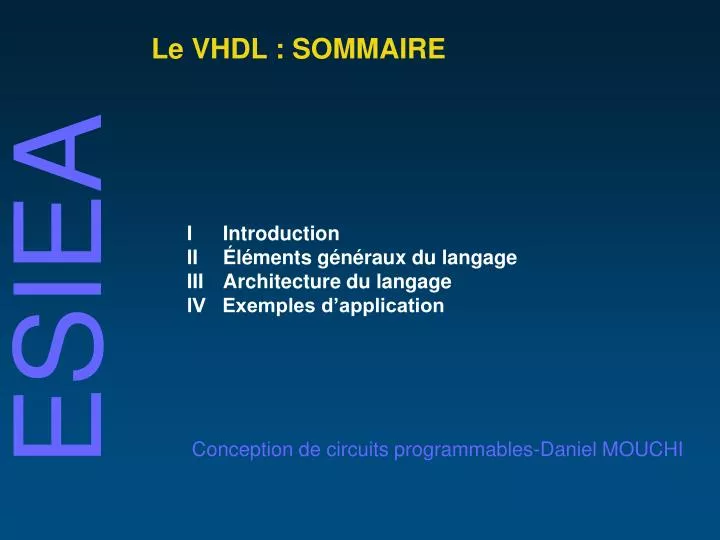 le vhdl sommaire