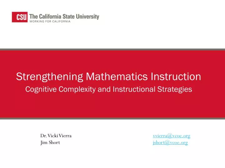 strengthening mathematics instruction cognitive complexity and instructional strategies