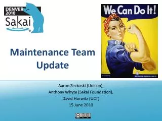 Maintenance Team Update