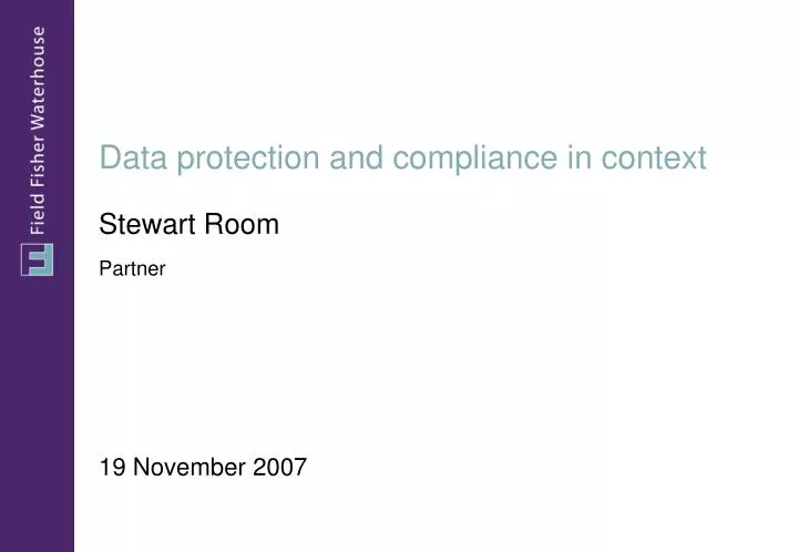 data protection and compliance in context