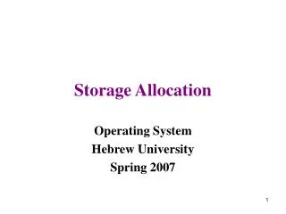 Storage Allocation