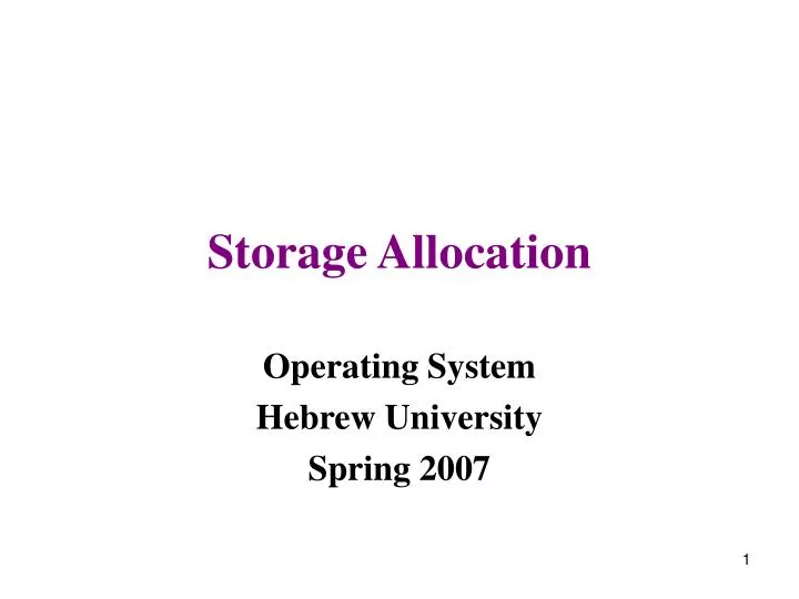 storage allocation