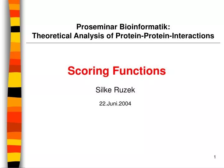 proseminar bioinformatik theoretical analysis of protein protein interactions