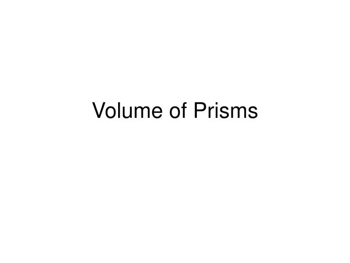 volume of prisms