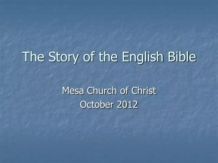 the story of the english bible