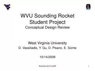WVU Sounding Rocket Student Project Conceptual Design Review