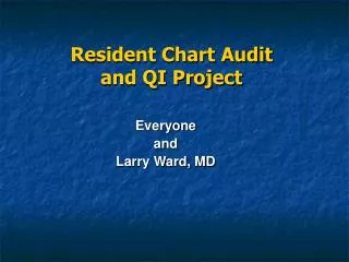 Resident Chart Audit and QI Project