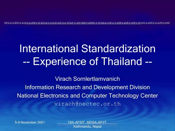 international standardization experience of thailand