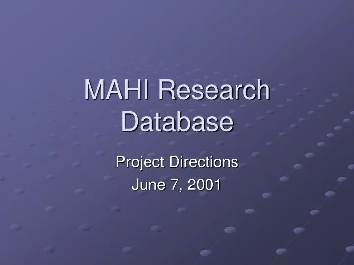 mahi research database