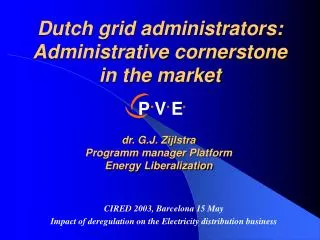 dr. G.J. Zijlstra Programm manager Platform Energy Liberalization
