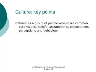 Culture: key points