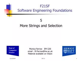 F21SF Software Engineering Foundations