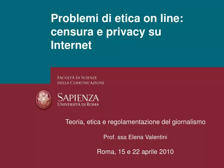 problemi di etica on line censura e privacy su internet