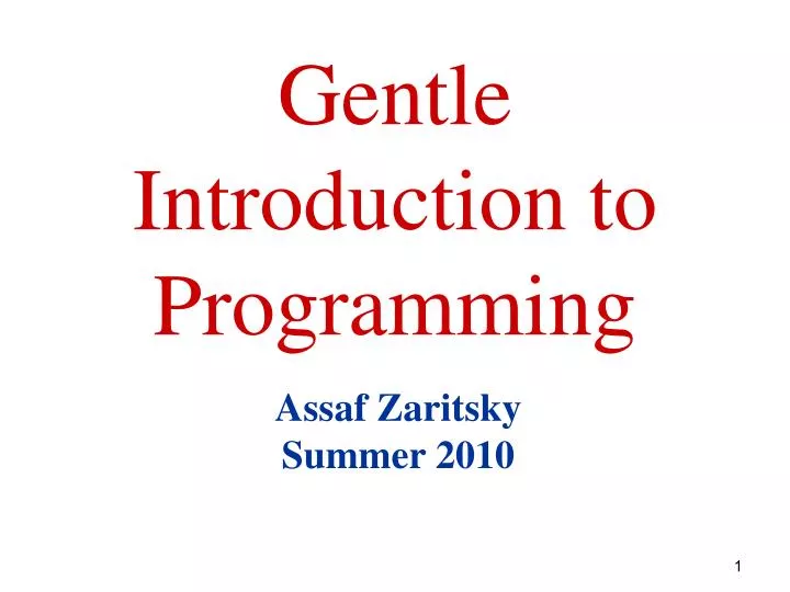 gentle introduction to programming