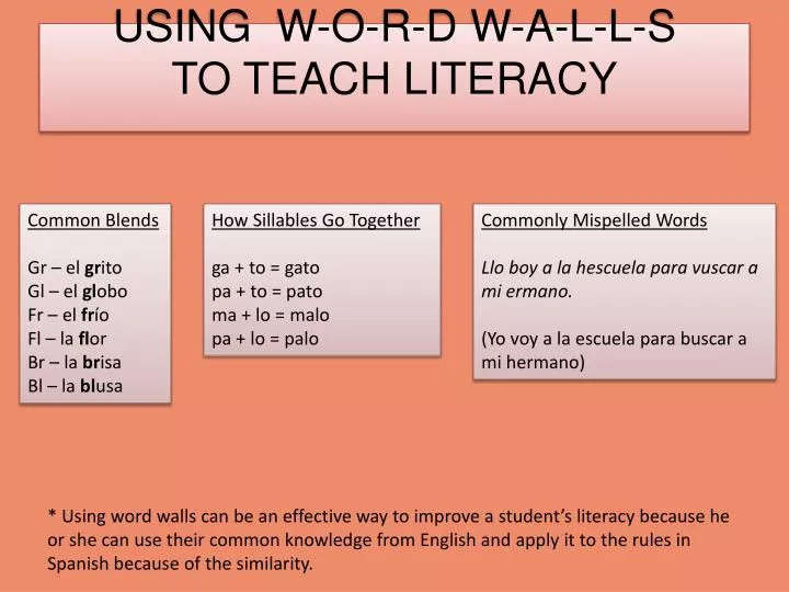using w o r d w a l l s to teach literacy
