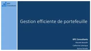 gestion efficiente de portefeuille