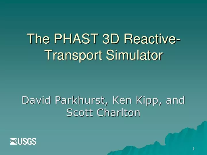 the phast 3d reactive transport simulator