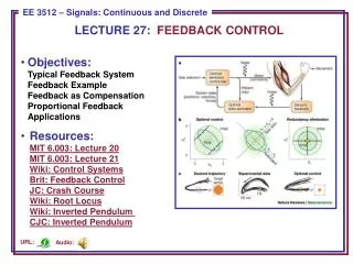 LECTURE 27: FEEDBACK CONTROL