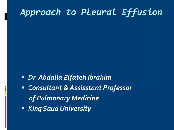 approach to pleural effusion