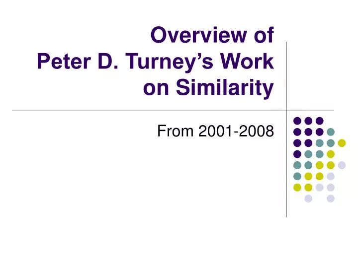 overview of peter d turney s work on similarity