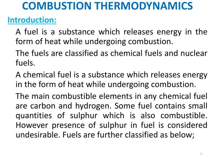combustion thermodynamics
