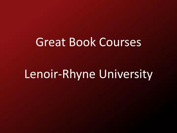 great book courses lenoir rhyne university
