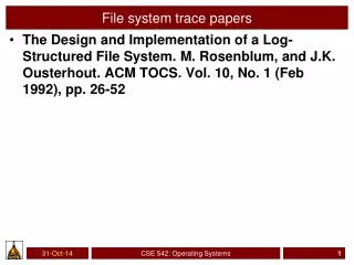 File system trace papers