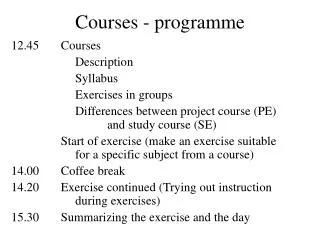 Courses - programme