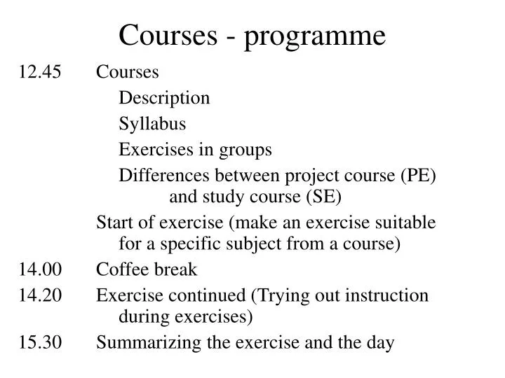 courses programme
