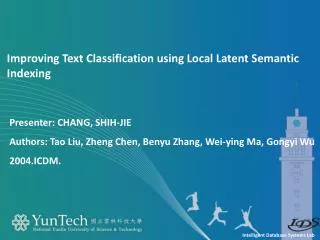 Improving Text Classification using Local Latent Semantic Indexing