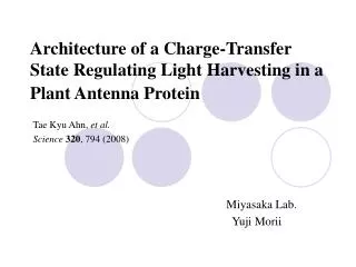 Architecture of a Charge-Transfer State Regulating Light Harvesting in a Plant Antenna Protein