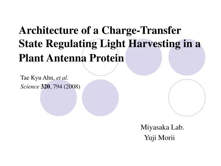 architecture of a charge transfer state regulating light harvesting in a plant antenna protein