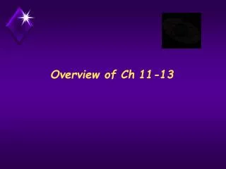 Overview of Ch 11-13