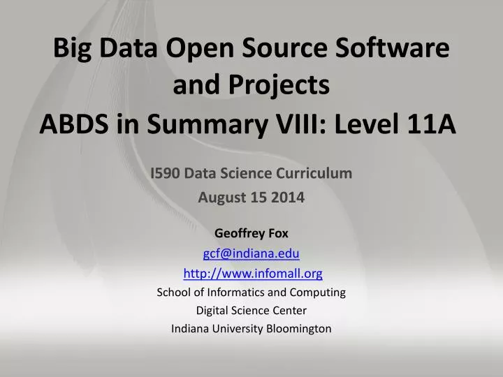 big data open source software and projects abds in summary viii level 11a