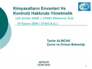 kimyasallar n envanteri ve kontrol hakk nda y netmelik