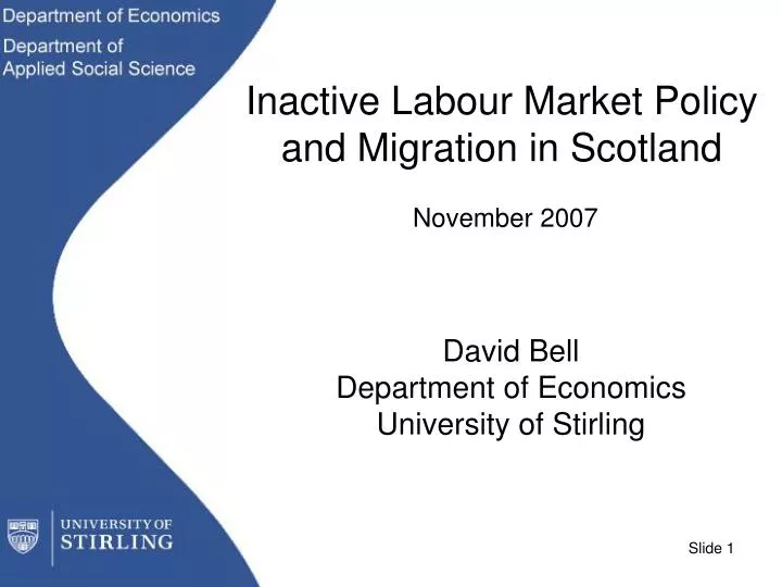 inactive labour market policy and migration in scotland november 2007