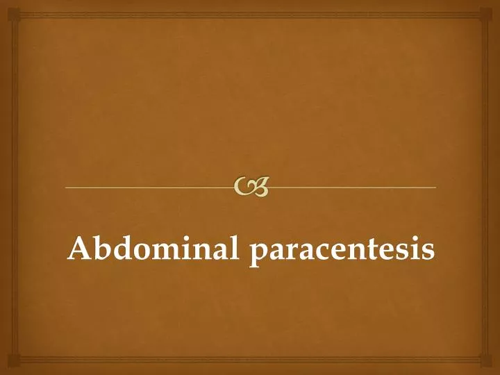 abdominal paracentesis