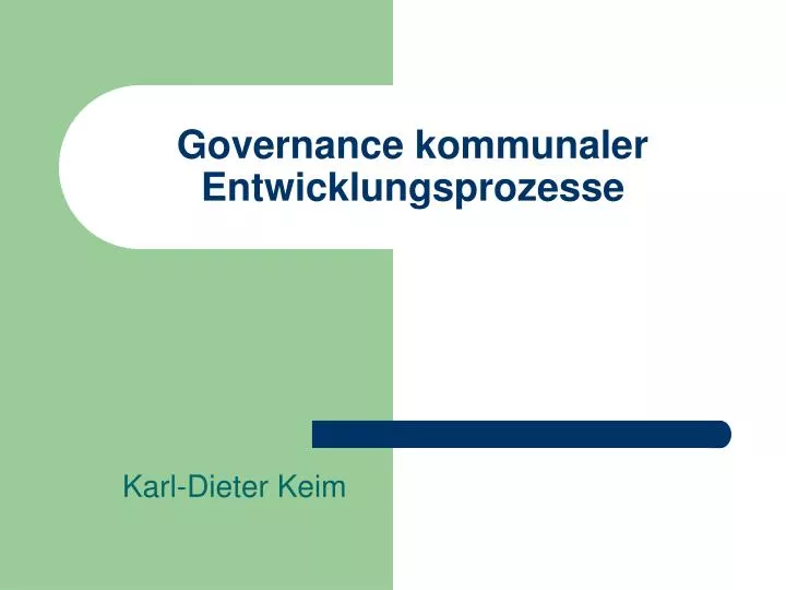 governance kommunaler entwicklungsprozesse