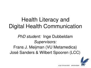 Health Literacy and Digital Health Communication