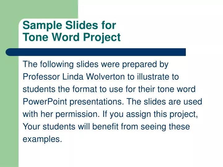 sample slides for tone word project