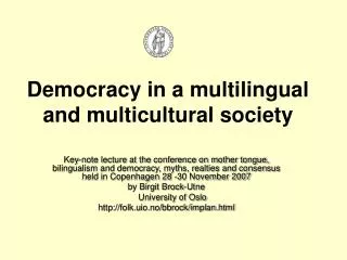 Democracy in a multilingual and multicultural society