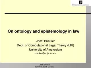 On ontology and epistemology in law