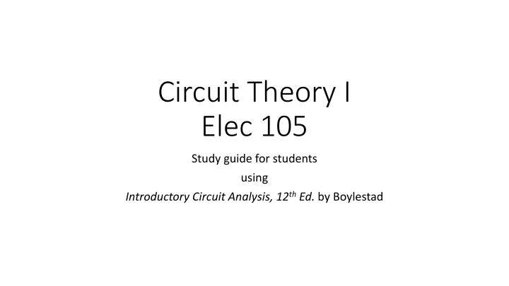 circuit theory i elec 105
