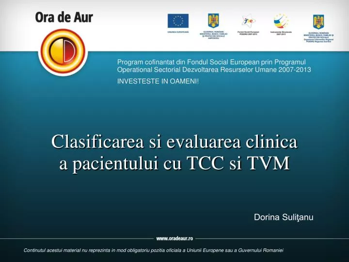 clasificarea si evaluarea clinica a pacientului cu tcc si tvm
