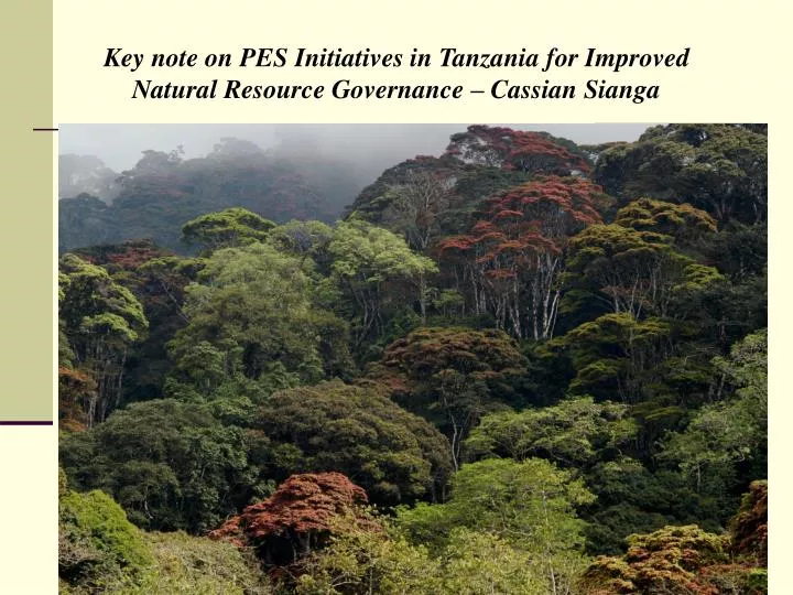 key note on pes initiatives in tanzania for improved natural resource governance cassian sianga
