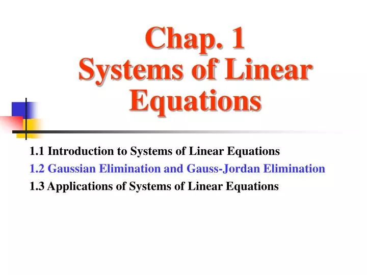 chap 1 systems of linear equations