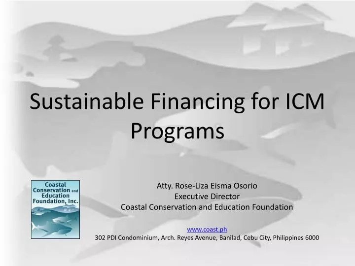 sustainable financing for icm programs
